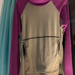 Melanzana microgrid hoodie purple/grey womens L